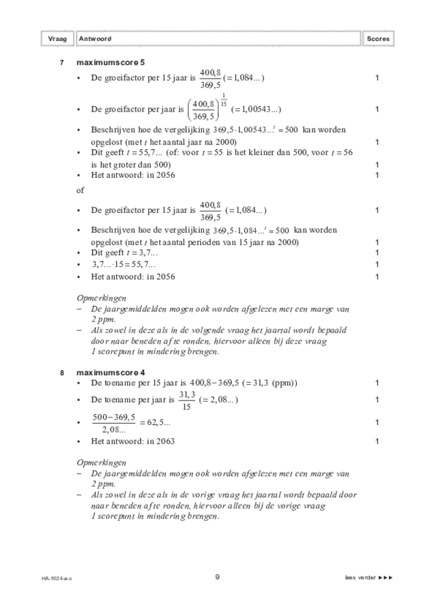 Correctievoorschrift examen HAVO wiskunde A 2022, tijdvak 1. Pagina 9