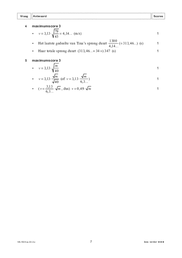 Correctievoorschrift examen HAVO wiskunde A 2022, tijdvak 2. Pagina 7