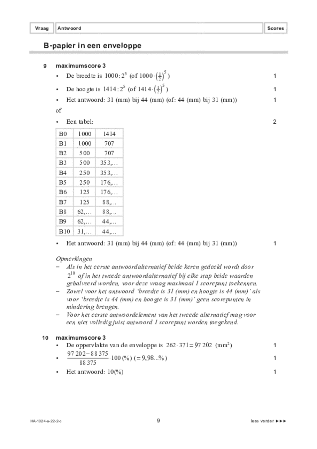 Correctievoorschrift examen HAVO wiskunde A 2022, tijdvak 2. Pagina 9