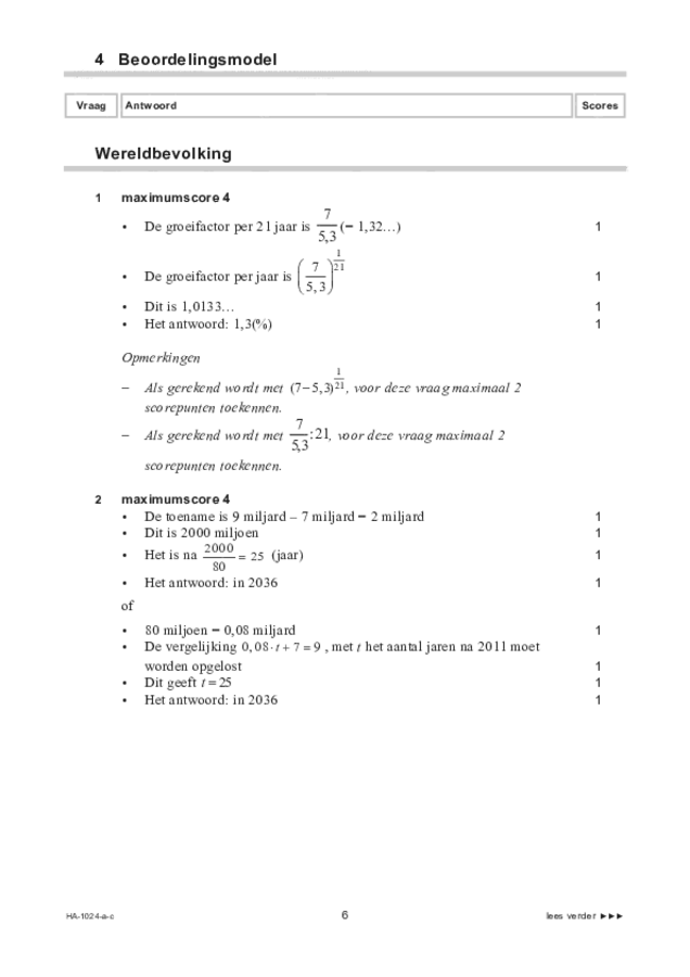 Correctievoorschrift examen HAVO wiskunde A 2022, tijdvak 3. Pagina 6