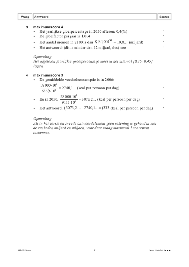 Correctievoorschrift examen HAVO wiskunde A 2022, tijdvak 3. Pagina 7