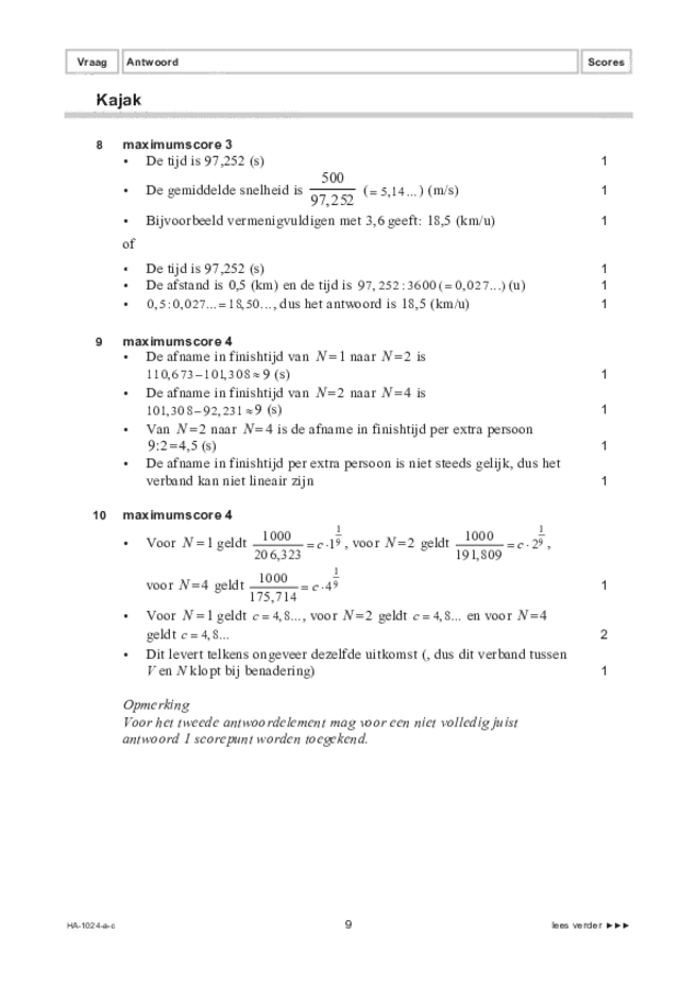 Correctievoorschrift examen HAVO wiskunde A 2022, tijdvak 3. Pagina 9