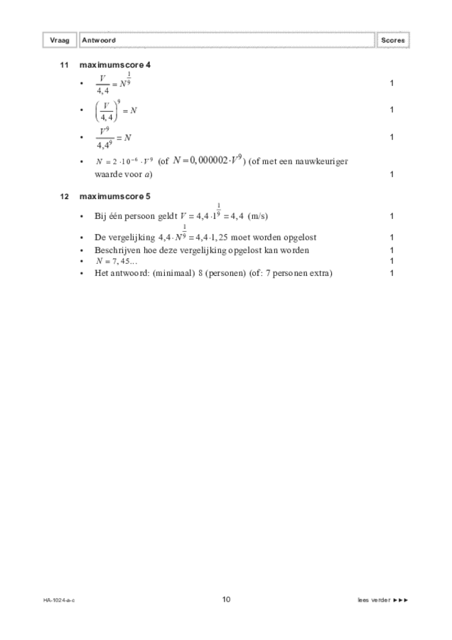 Correctievoorschrift examen HAVO wiskunde A 2022, tijdvak 3. Pagina 10