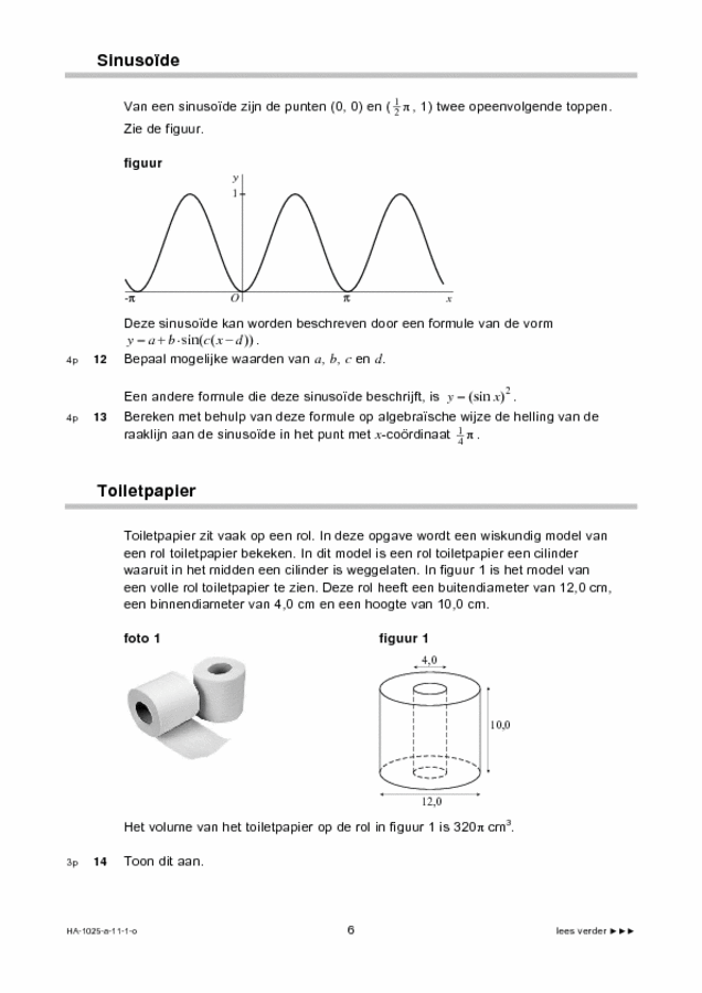 Opgaven examen HAVO wiskunde B 2011, tijdvak 1. Pagina 6