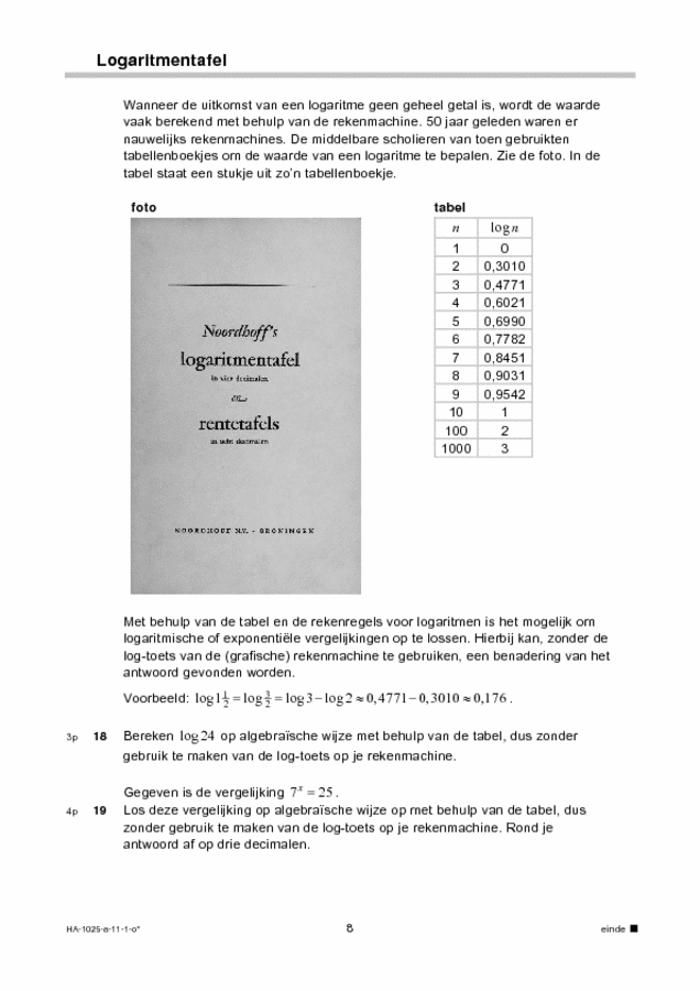 Opgaven examen HAVO wiskunde B 2011, tijdvak 1. Pagina 8