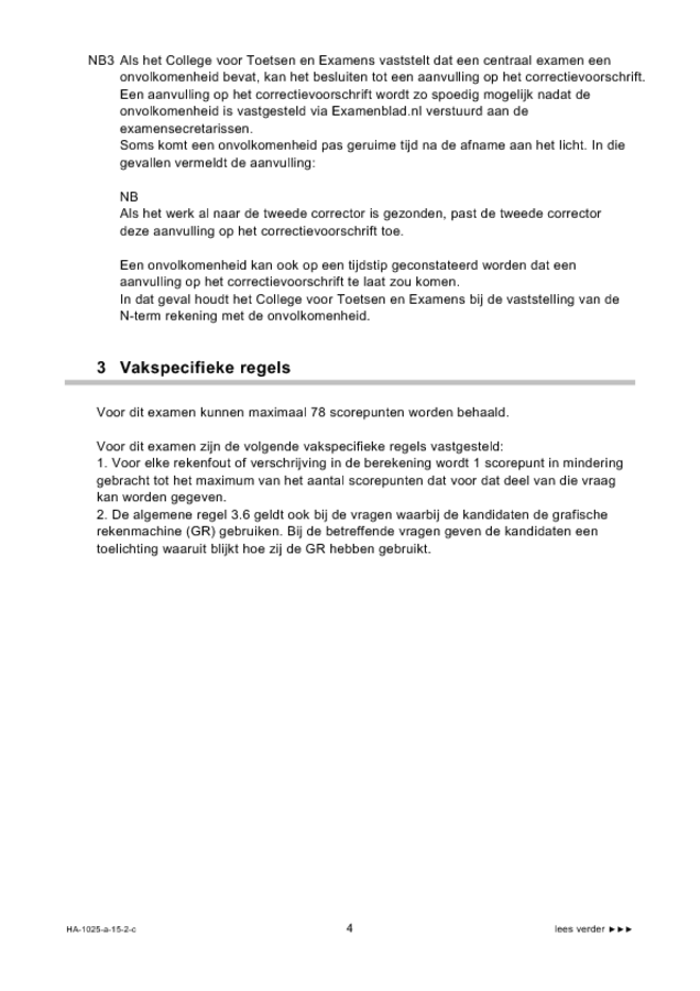 Correctievoorschrift examen HAVO wiskunde B 2015, tijdvak 2. Pagina 4