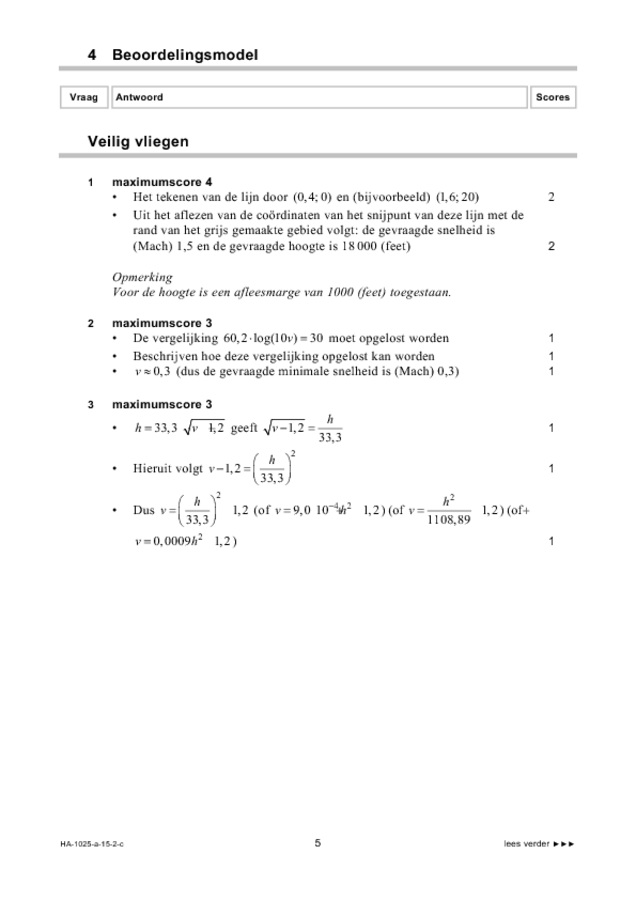 Correctievoorschrift examen HAVO wiskunde B 2015, tijdvak 2. Pagina 5