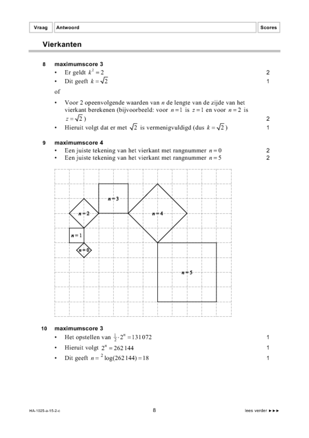 Correctievoorschrift examen HAVO wiskunde B 2015, tijdvak 2. Pagina 8