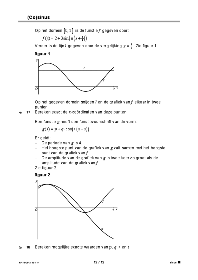 Opgaven examen HAVO wiskunde A 2018, tijdvak 1. Pagina 12