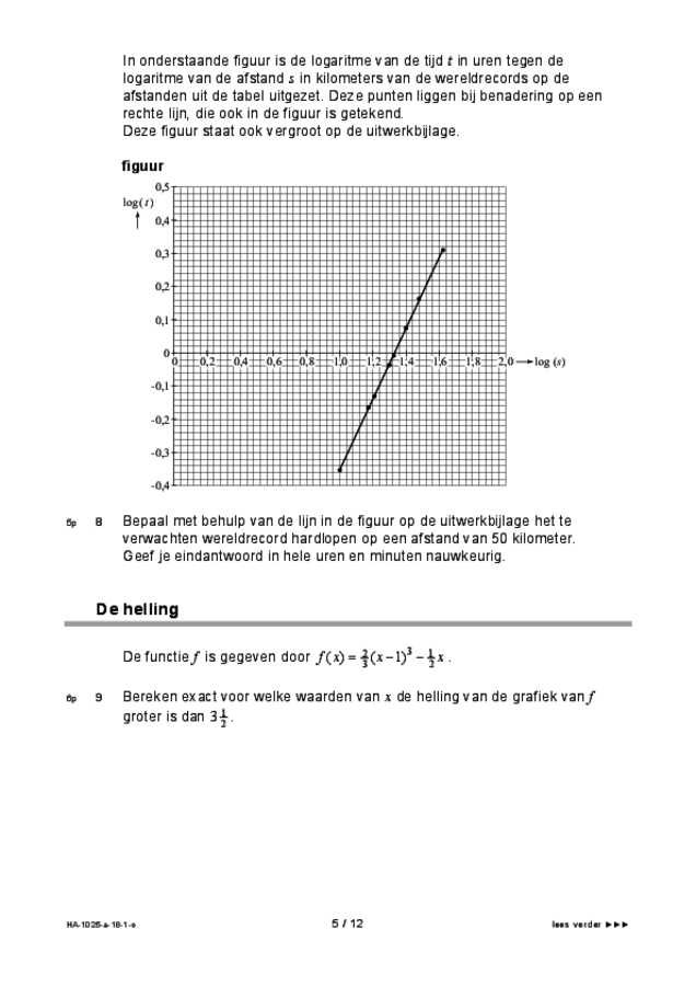 Opgaven examen HAVO wiskunde A 2018, tijdvak 1. Pagina 5