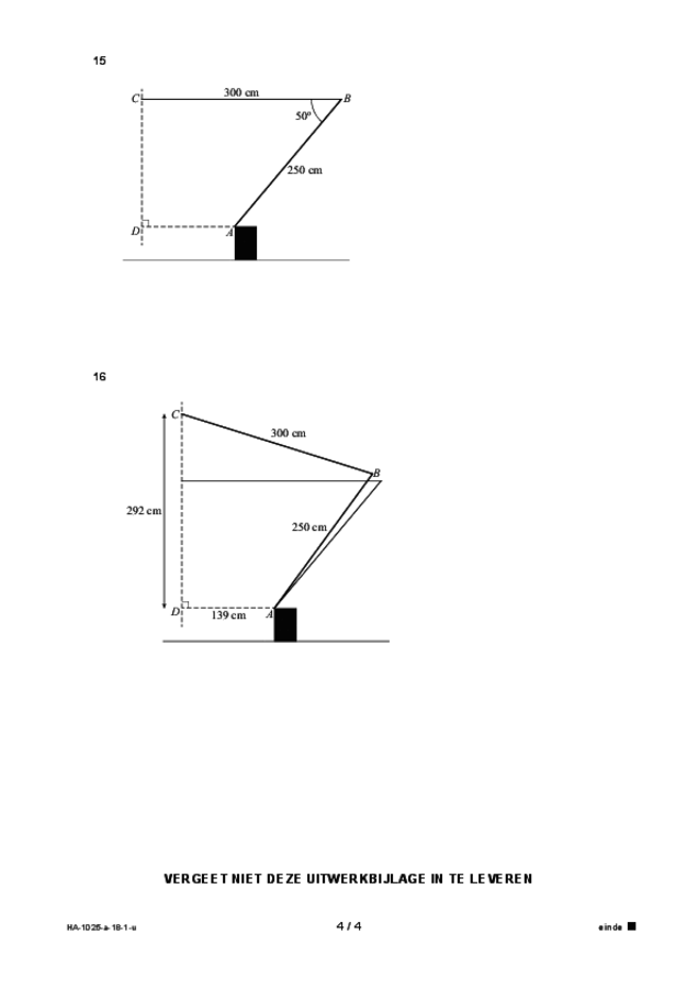 Uitwerkbijlage examen HAVO wiskunde A 2018, tijdvak 1. Pagina 4