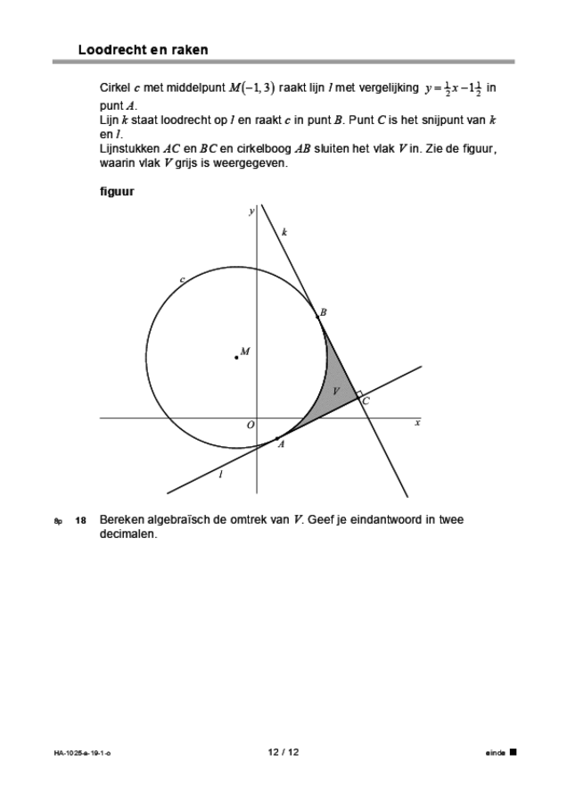 Opgaven examen HAVO wiskunde B 2019, tijdvak 1. Pagina 12