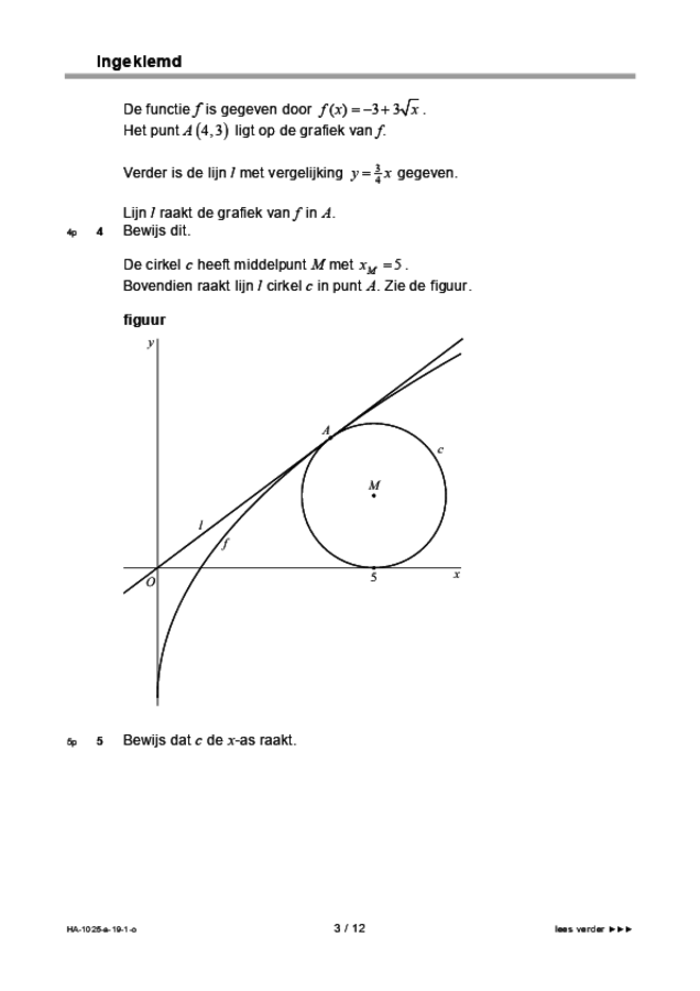 Opgaven examen HAVO wiskunde B 2019, tijdvak 1. Pagina 3