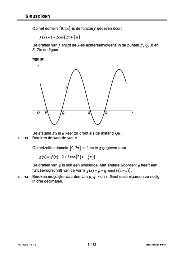 Opgaven examen HAVO wiskunde B 2019, tijdvak 1. Pagina 9