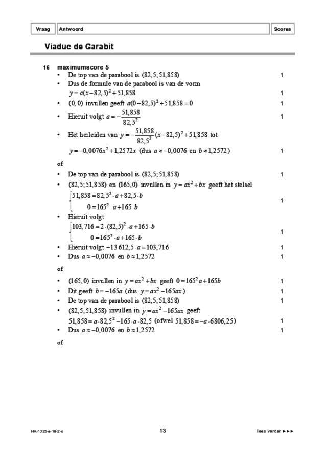 Correctievoorschrift examen HAVO wiskunde B 2019, tijdvak 2. Pagina 13