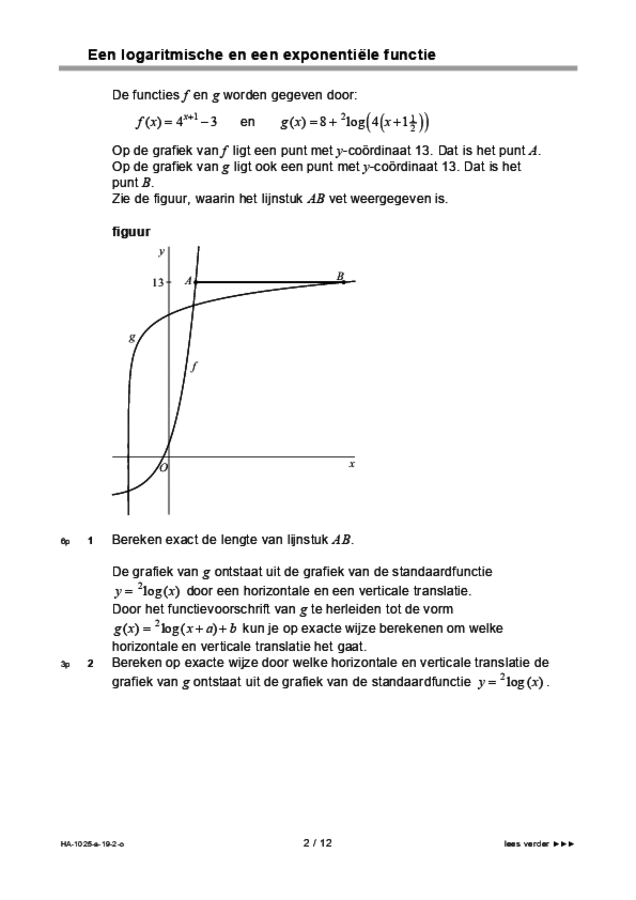 Opgaven examen HAVO wiskunde B 2019, tijdvak 2. Pagina 2