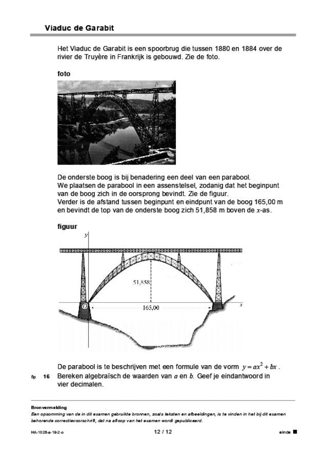 Opgaven examen HAVO wiskunde B 2019, tijdvak 2. Pagina 12