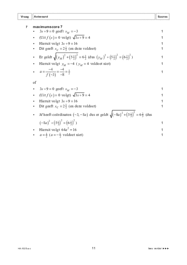 Correctievoorschrift examen HAVO wiskunde B 2022, tijdvak 1. Pagina 11