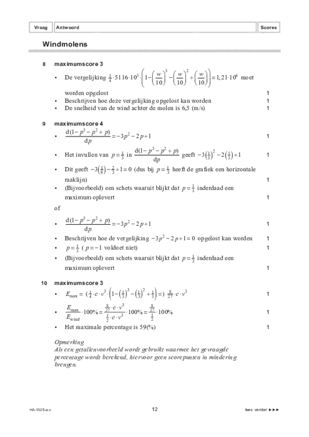 Correctievoorschrift examen HAVO wiskunde B 2022, tijdvak 1. Pagina 12