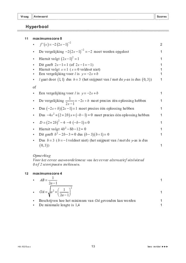 Correctievoorschrift examen HAVO wiskunde B 2022, tijdvak 1. Pagina 13