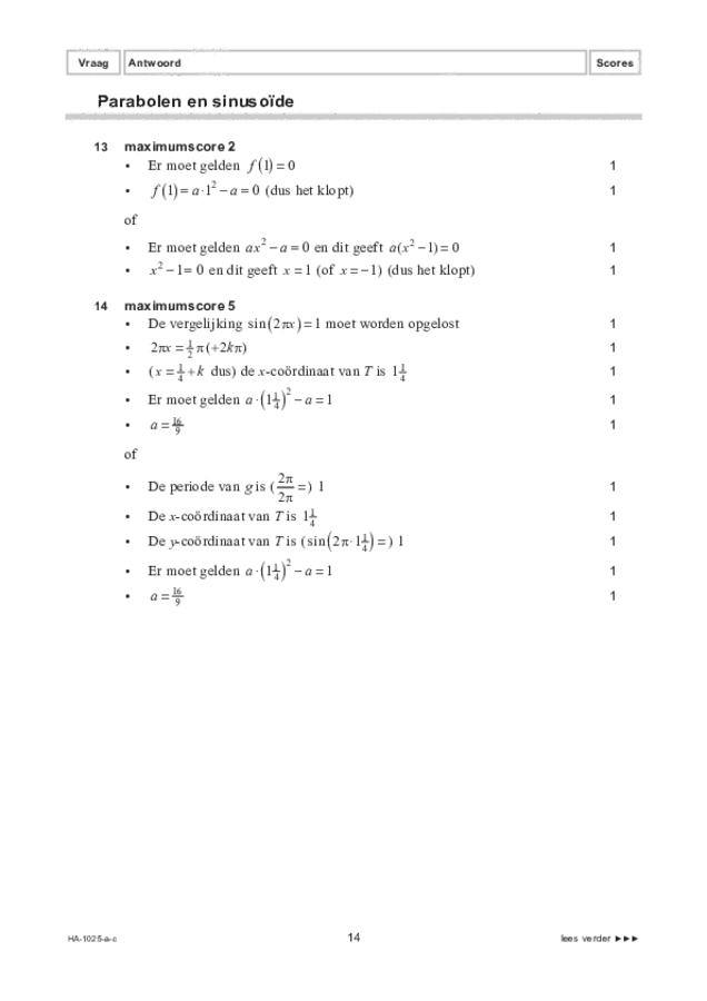 Correctievoorschrift examen HAVO wiskunde B 2022, tijdvak 1. Pagina 14