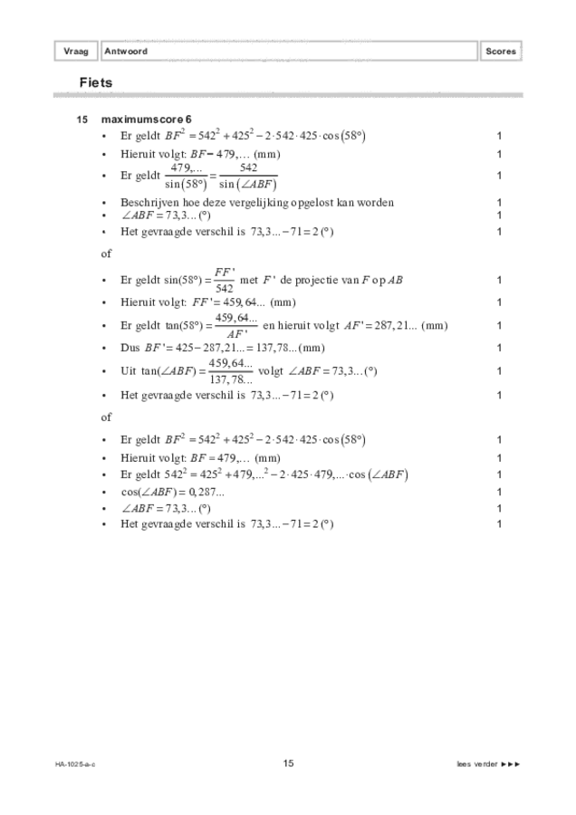 Correctievoorschrift examen HAVO wiskunde B 2022, tijdvak 1. Pagina 15