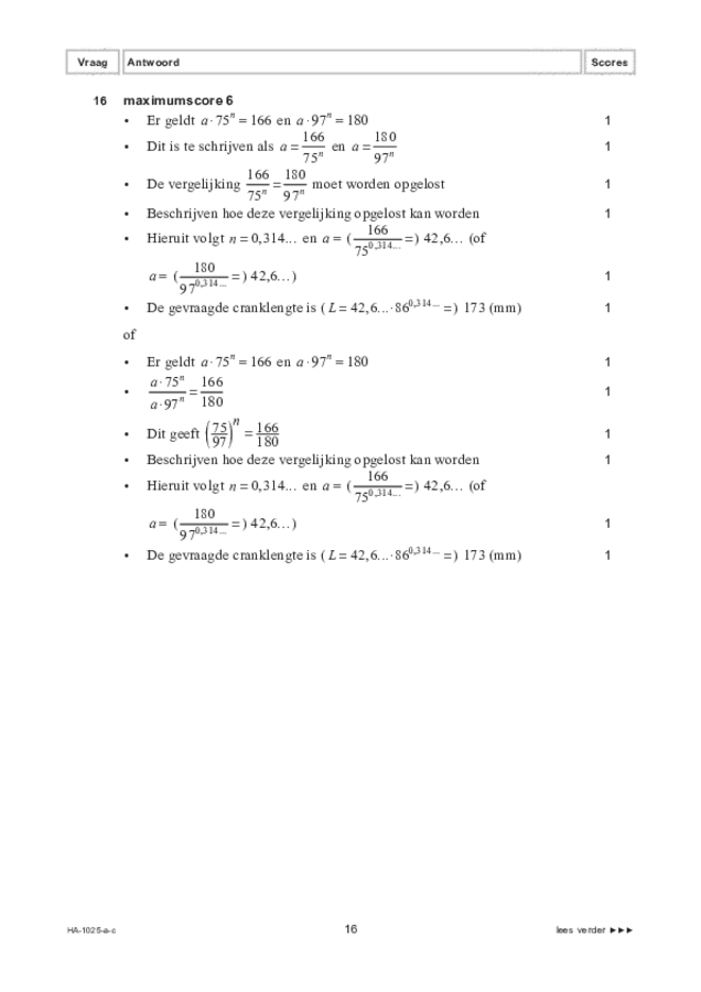 Correctievoorschrift examen HAVO wiskunde B 2022, tijdvak 1. Pagina 16