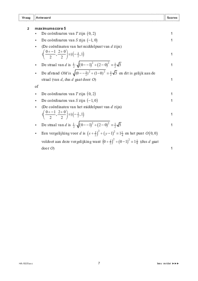 Correctievoorschrift examen HAVO wiskunde B 2022, tijdvak 1. Pagina 7