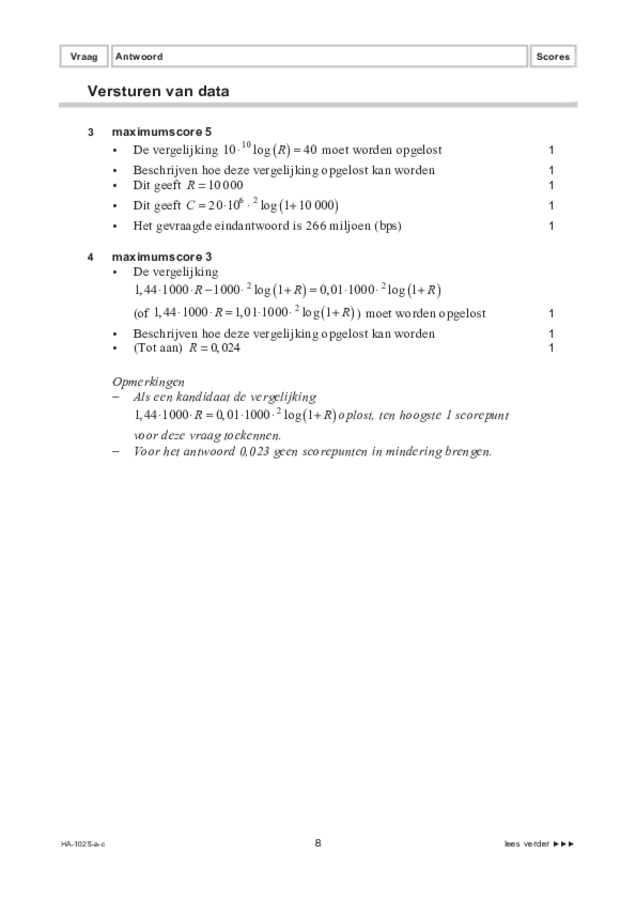 Correctievoorschrift examen HAVO wiskunde B 2022, tijdvak 1. Pagina 8