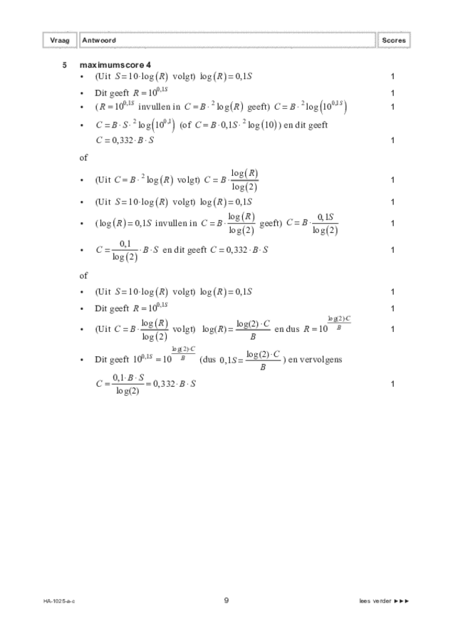 Correctievoorschrift examen HAVO wiskunde B 2022, tijdvak 1. Pagina 9