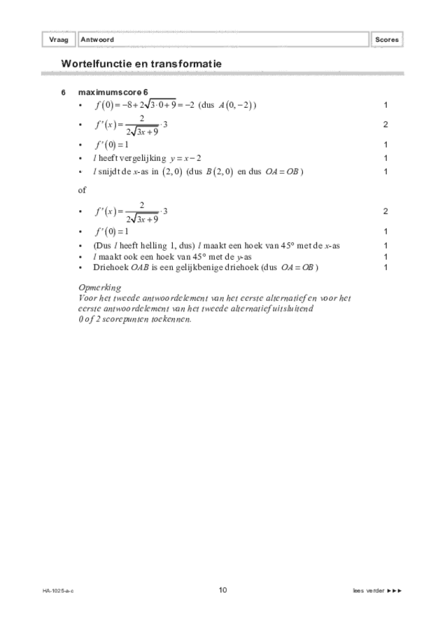 Correctievoorschrift examen HAVO wiskunde B 2022, tijdvak 1. Pagina 10