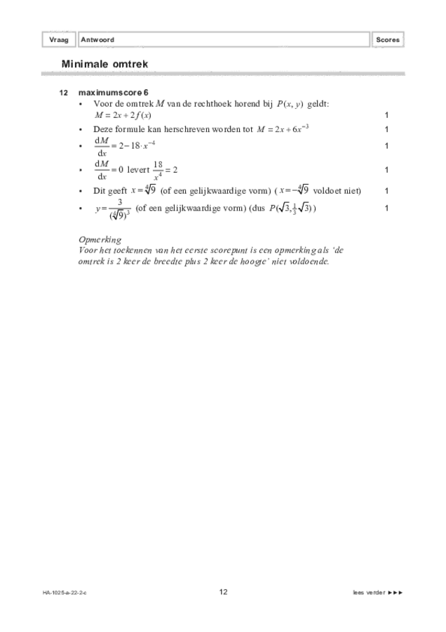 Correctievoorschrift examen HAVO wiskunde B 2022, tijdvak 2. Pagina 12