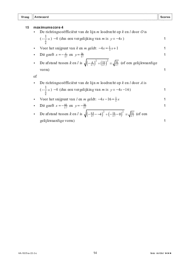 Correctievoorschrift examen HAVO wiskunde B 2022, tijdvak 2. Pagina 14