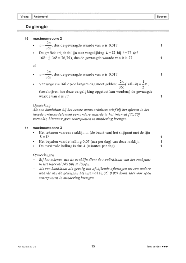 Correctievoorschrift examen HAVO wiskunde B 2022, tijdvak 2. Pagina 15