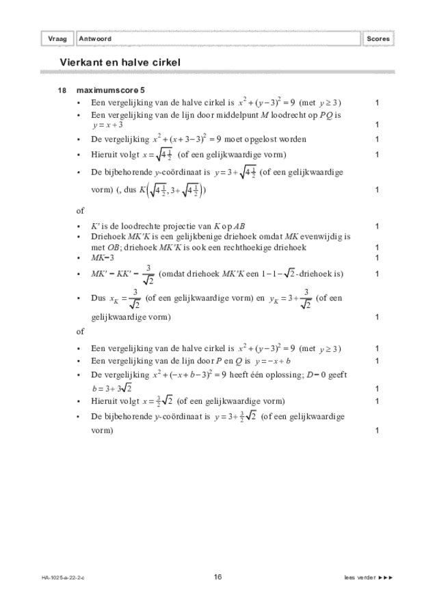 Correctievoorschrift examen HAVO wiskunde B 2022, tijdvak 2. Pagina 16