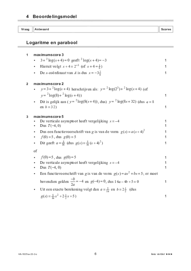 Correctievoorschrift examen HAVO wiskunde B 2022, tijdvak 2. Pagina 6