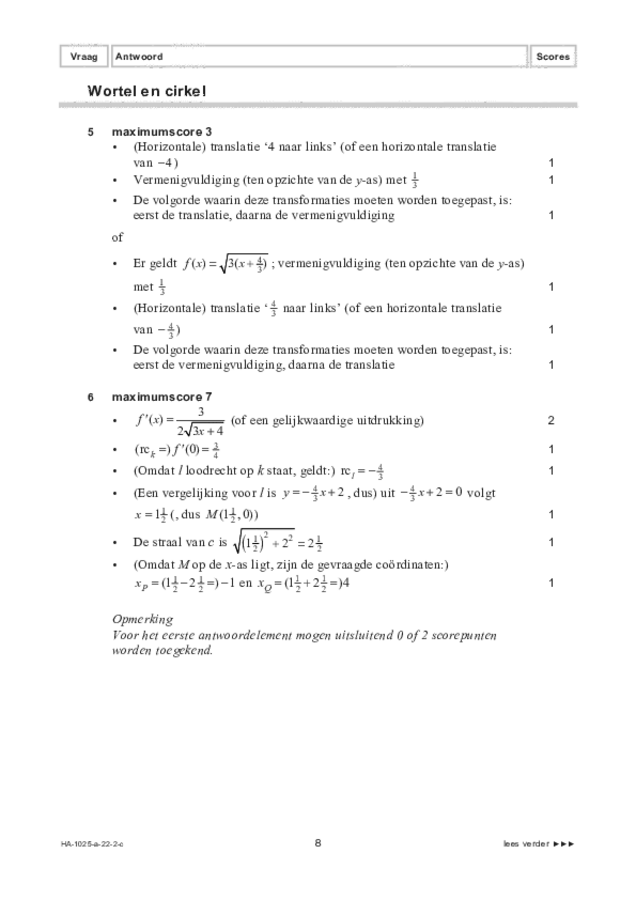 Correctievoorschrift examen HAVO wiskunde B 2022, tijdvak 2. Pagina 8