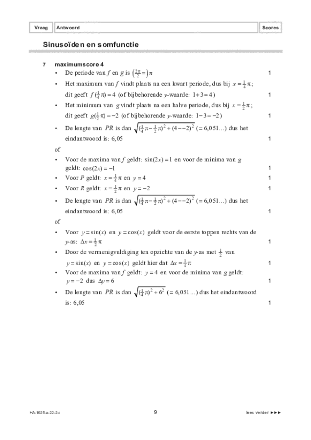 Correctievoorschrift examen HAVO wiskunde B 2022, tijdvak 2. Pagina 9