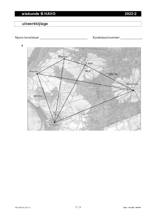 Uitwerkbijlage examen HAVO wiskunde B 2022, tijdvak 2. Pagina 1