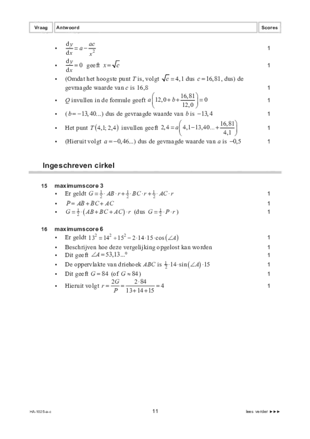 Correctievoorschrift examen HAVO wiskunde B 2022, tijdvak 3. Pagina 11