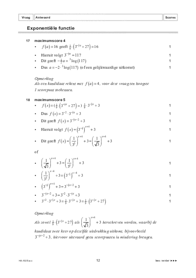 Correctievoorschrift examen HAVO wiskunde B 2022, tijdvak 3. Pagina 12