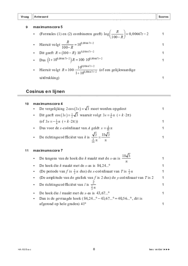 Correctievoorschrift examen HAVO wiskunde B 2022, tijdvak 3. Pagina 8