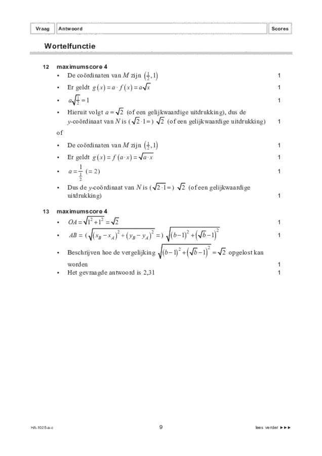 Correctievoorschrift examen HAVO wiskunde B 2022, tijdvak 3. Pagina 9