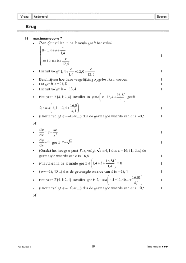 Correctievoorschrift examen HAVO wiskunde B 2022, tijdvak 3. Pagina 10