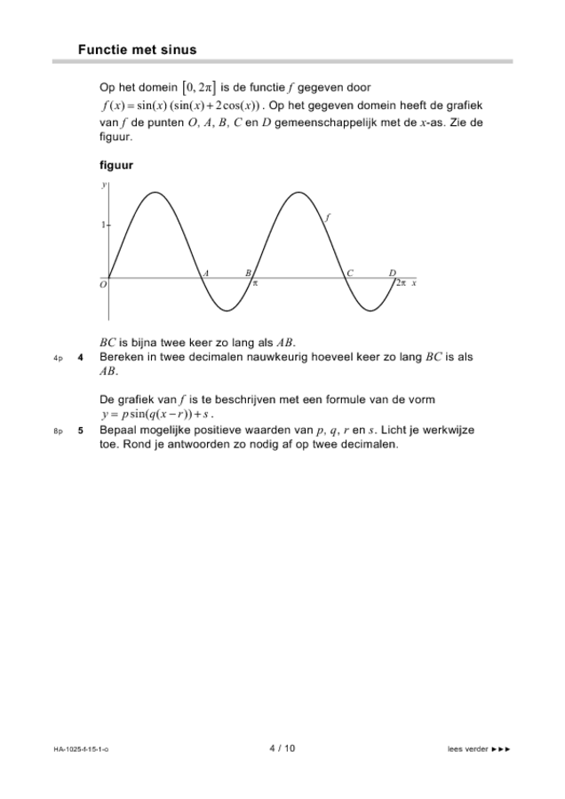 Opgaven examen HAVO wiskunde B 2015, tijdvak 1. Pagina 4