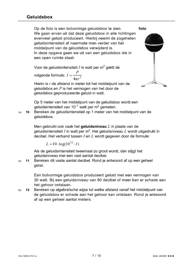 Opgaven examen HAVO wiskunde B 2015, tijdvak 1. Pagina 7