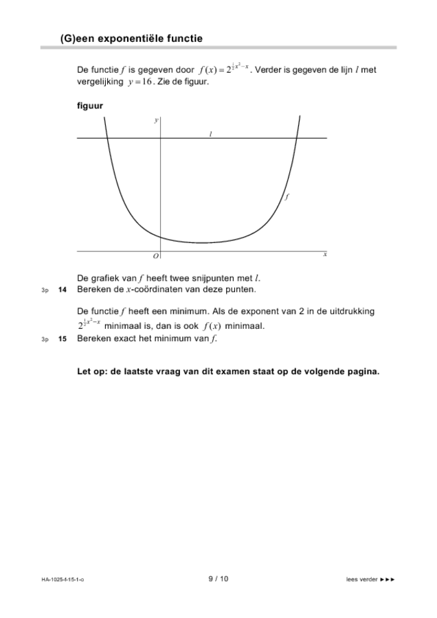 Opgaven examen HAVO wiskunde B 2015, tijdvak 1. Pagina 9