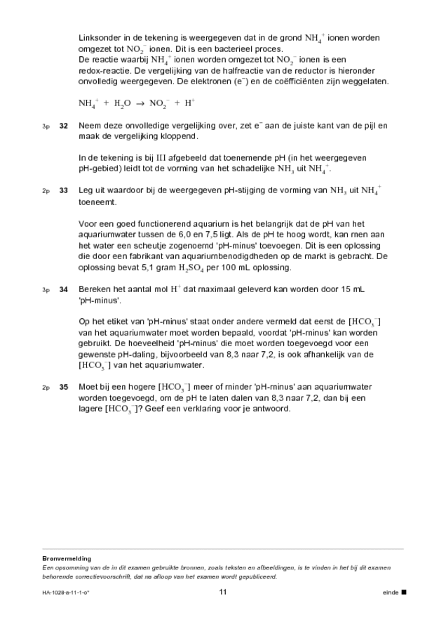 Opgaven examen HAVO scheikunde 2011, tijdvak 1. Pagina 11