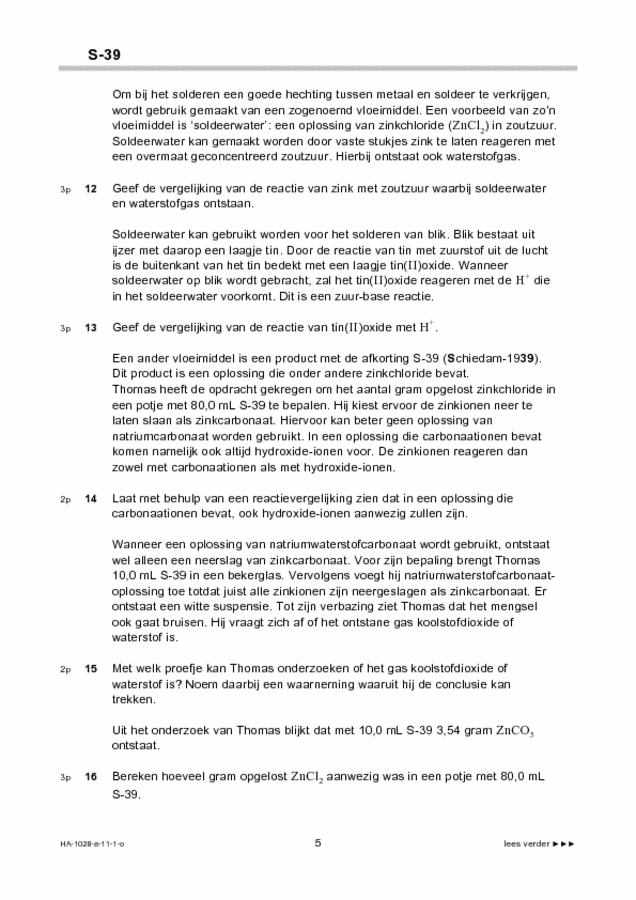 Opgaven examen HAVO scheikunde 2011, tijdvak 1. Pagina 5