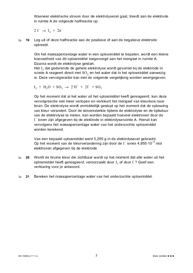 Opgaven examen HAVO scheikunde 2011, tijdvak 1. Pagina 7